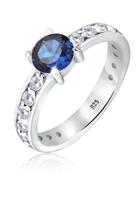 Elli Dames Solitaire Saffier Blauw met Zirkonia Kristallen in 925 Sterling Zilver