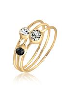 Elli Dames Stapelen Set van 3 Elegant met Kristallen in 925 Sterling Zilver