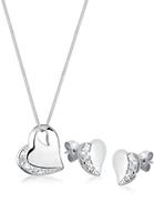 Elli Dames Oorbellen Hart met Cubic Zirconia Stenen in 925 Sterling Zilver