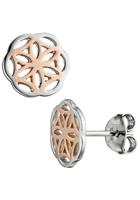 Jobo Paar Ohrstecker, 925 Silber bicolor vergoldet