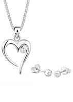 Elli Elli Sieraden Set Dames Hanger Hart Hanger Elegant met Zirkonia in 925 Sterling Zilver