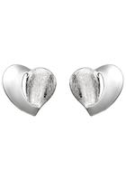 Jobo Paar Ohrstecker »Herz«, 925 Silber eismatt