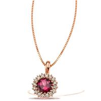 goldmaid Collier 585/- Rotgold 1 Rhodolit 16 Brillanten 0,22 ct. SI/H