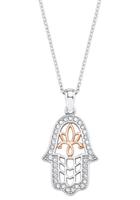 Ketting met hanger voor dames, sterling zilver 925, zirkonia (synth.) Hamsa hand