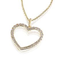 Averdin Collier mit grossem Herz aus Messing 40 Zirkonia