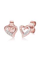 Elli DIAMONDS Dames Oorsteker Hart Motief Elegant met Diamant (0.06 ct.) in 925 Sterling Zilver