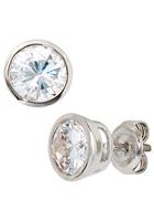 Jobo Paar Ohrstecker, rund 925 Silber mit Zirkonia
