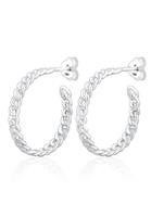 Elli creool gevlochten braided trend blogger 925 zilver rosegoud
