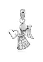 Nenalina Nenalina Hanger Dames Engel Hanger Hart Sprankelend met Zirconia Kristallen in 925 Sterling Zilver