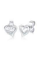 Elli DIAMONDS Dames Oorsteker Hart Motief Elegant met Diamant (0.06 ct.) in 925 Sterling Zilver