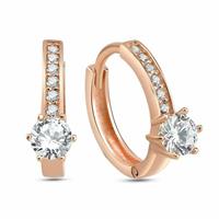 dKeniz Creolen »925/- Sterling Silber rosévergoldet Solitär«