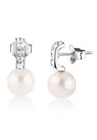 Nenalina, Ohrringe Studs Muschelkernperle Kristalle Silber in silber, Schmuck für Damen