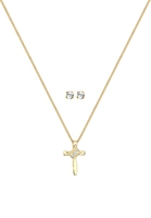 Elli Dames Kruis Hanger Elegante Set Oorsteker met kristallen in 925 Sterling Zilver
