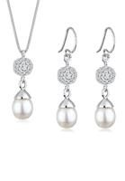 Elli Dames parel met kristallen in 925 sterling zilver