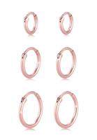 Elli Dames Creolen Set Trio Basis Must-Have Trend in 925 Sterling Zilver