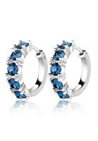 Elli Dames Creools met kristallen blauw in 925 sterling zilver
