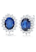 Elli dames cirkel elegante koninklijke met synthetische saffier en cubic zirconia kristallen in 925 sterling zilver