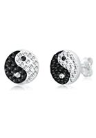Elli Dames oorsteker Yin en Yang symbool trend met kristallen in 925 sterling zilver