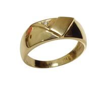 Christian 14 karaat cachet ring met diamant geel goud
