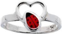 Unknown Lilly ring met hart - lieveheersbeest - zilver - rood - Maat 13.25