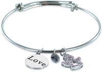 CO88 Collection Celestial 8CB Stalen Armband met Hangers - One-size - Zilverkleurig / Paars