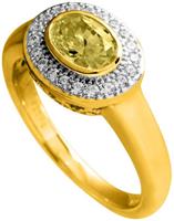 Unknown Diamonfire - Zilveren ring met steen Maat 17.5 - Geelgoudverguld - Ovale gele steen
