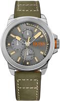 Hugo Boss HO1513318 horloge heren - groen - edelstaal - Ø 44 mm Leer Mineraalglas