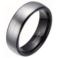 mendes Wolfraam ring geborsteld zilver met Zwart 6mm-17mm