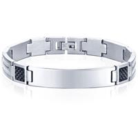 mendes ID Armband Edelstaal Carbon Fibre Zilverkleurig