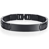 mendes ID Armband Edelstaal Carbon Fibre Zwart