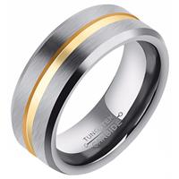 mendes Heren ring Wolfraam Zilver Goud 8mm-22mm