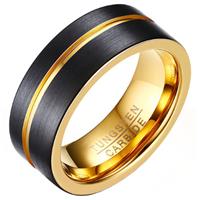 mendes Heren ring Wolfraam Verguld Zwart Goud 8mm-21mm