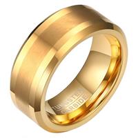 mendes Wolfraam heren ring Goudkleurig geborstelde streep 8mm-21.5mm