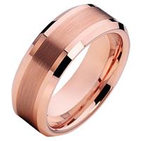 mendes Wolfraam heren ring Rosegoud geborstelde streep 8mm-18mm