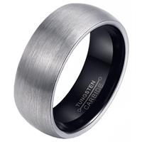mendes Wolfraam heren ring Zilver met Zwart 8mm-19mm