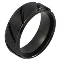 Mendes Wolfraam heren ring diagonale Groeven Zwart 8mm-21mm