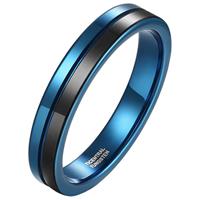 mendes Wolfraam heren ring Groef Blauw Zwart 4mm-17mm