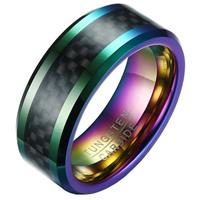 mendes Wolfraam heren ring Carbon Fiber Multicolor Zwart 8mm-18mm