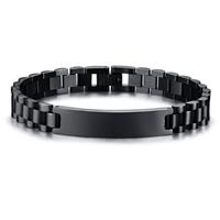 tomjaxon Heren armband Tom Jaxon Edelstaal Graveerplaat Zwart - 21cm