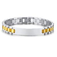 tomjaxon Heren armband Tom Jaxon Edelstaal Graveerplaat Goudkleurig Zilverkleurig - 21cm