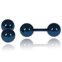 lgtjwls LGT Jewels Stud oorbellen Dubbele Bol Blauw 4mm