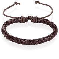 lgtjwls Heren Armband Gevlochten Leer Bruin Verstelbaar