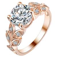 lgtjwls Dames ring LGT Jewels Crystal Leaf Rose -19mm