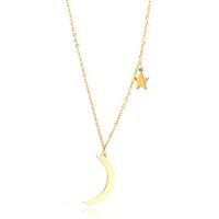 lgtjwls Hippe dames ketting Moon Star Goudkleurig