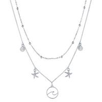 lgtjwls Multi Layer dames ketting Ocean Shell Starfish Zilverkleurig