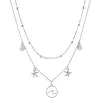 lgtjwls Multi Layer dames ketting Ocean Shell Starfish Zilverkleurig