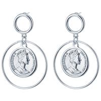 lgtjwls LGT Jewels Cirkelvormige Damesoorbellen met Interne Munt Zilver