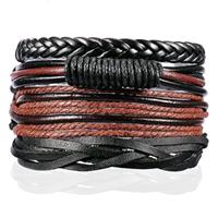 lgtjwls Heren armbanden Set Gevlochten leer Touw Zwart Bruin