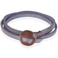 lgtjwls Leren Wikkelarmband LGT Jewels Verstelbaar Grijs