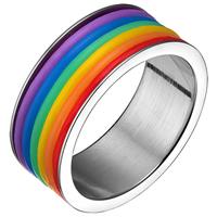 LGT JWLS Regenboog heren ring edelstaal Rubber 9mm-19mm